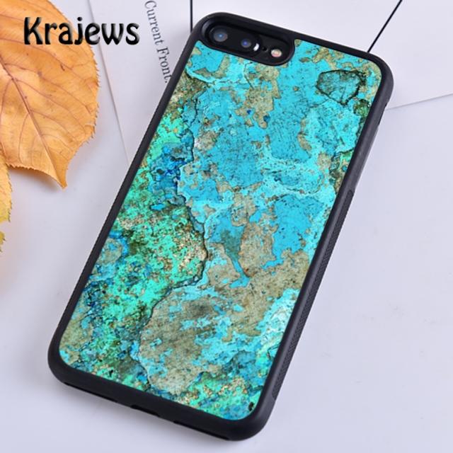 Krajews Türkis Stein Marmormuster Weiche Handyhülle für iPhone 14 5 6s 7 8 plus X XR XS 11 12 13 pro max Samsung S21 S22ultra