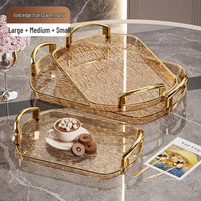 Kemert PET Plastic Light Luxury Serving Tray Set with Handles