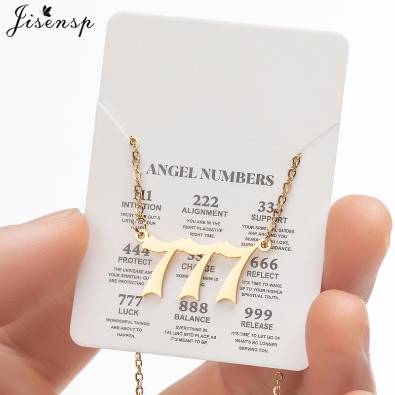 Stainless Steel Angel Number Lucky Numbers Necklaces 111 222 333 444 555 888 999 777 666 Pendant Necklace Charms Jewelry
