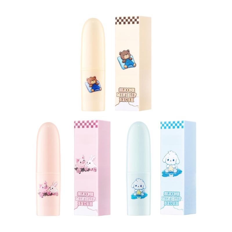 Silicone Lip Brush for Lipstick Lip Gloss Round Head Lip Makeup Brushes with Caps Lipstick Brush Applicator for Travel