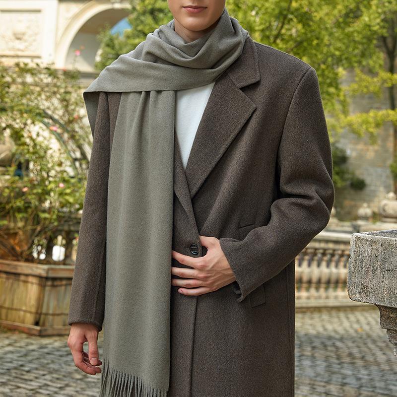 Men's Solid Color Scarf Autumn and Winter New Versatile Wool Scarf Korean Atmosphere Cashmere Scarf Women's Winter Warmth