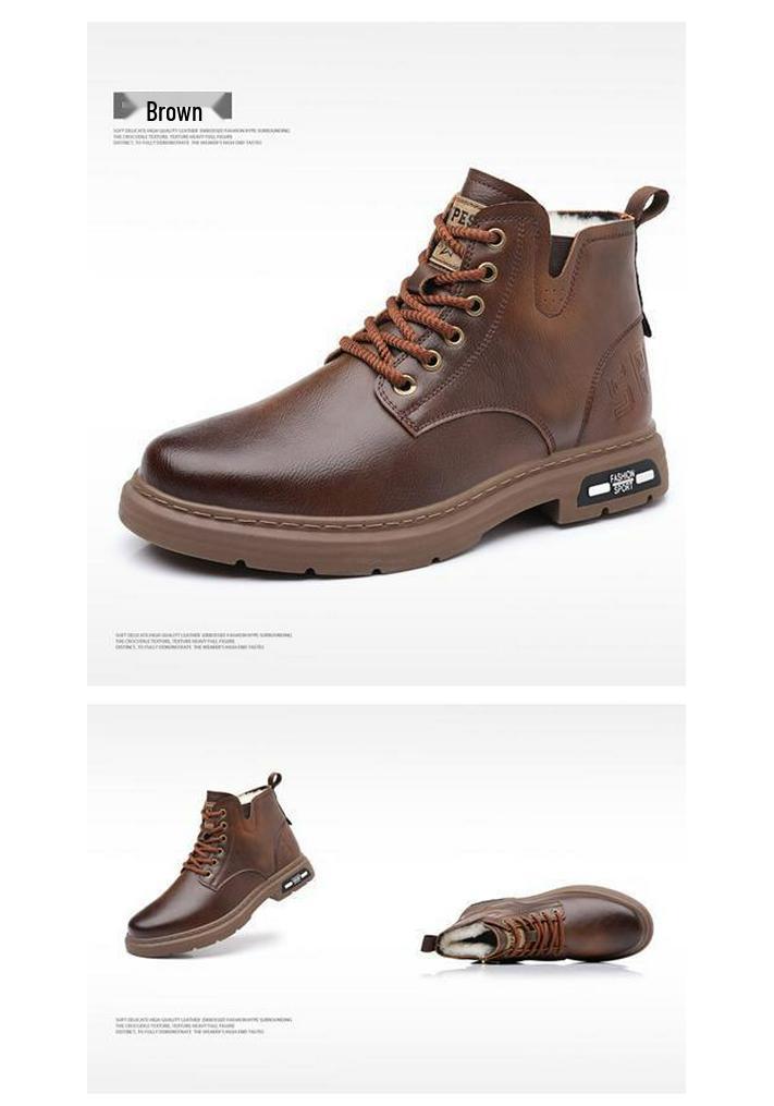 Men's Retro Leather High-Top Martin Boots - Breathable, Versatile, Casual British Style for Spring and Autumn