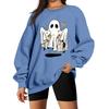 Women's Comfortable Round Neck Long Sleeve Sweatshirt Loose Fit Casual with Color and Halloween Print