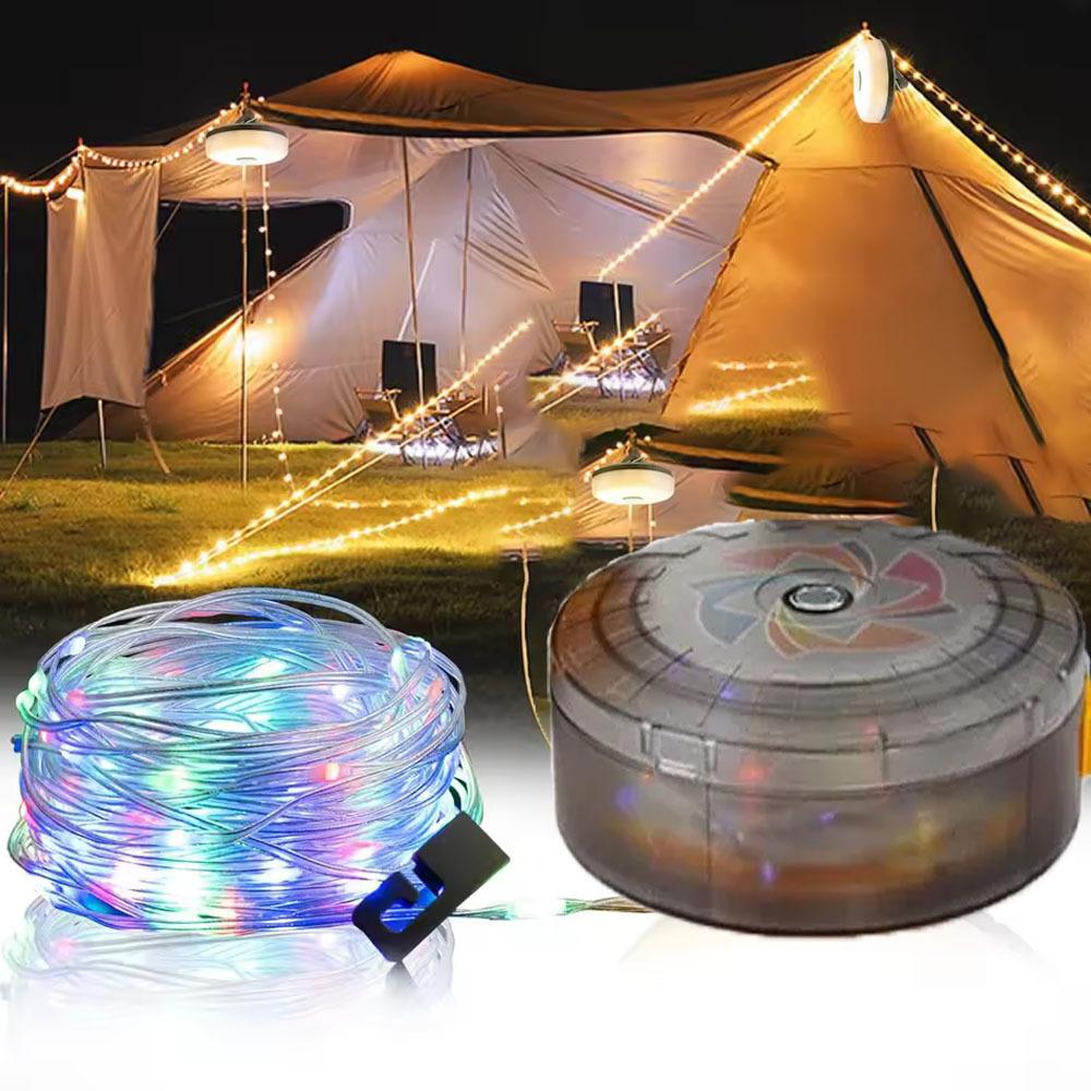8M RGB Color-Changing Atmosphere String Light 1200mAh Portable Camping Light Outdoor Tent Light Strip Decorative Lighting String