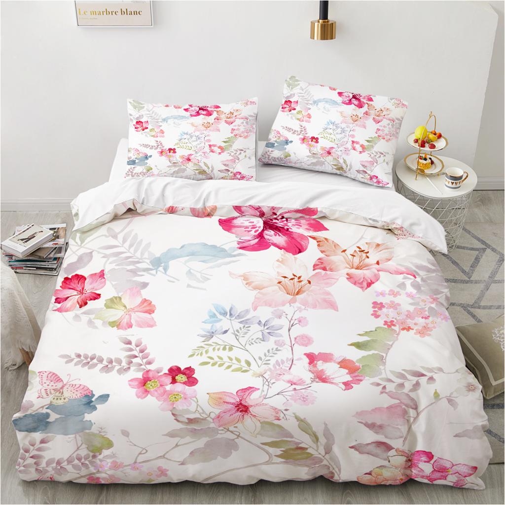 Floral Duvet Cover Kit 3D Printed Ultra-fine Fiber Pillowcase 2024 New Wholesale Elegant and Simple Bedding Set And Soft Kit