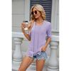 Spring Summer New Solid Color Square Neck Patchwork Half Sleeve T-shirt Top, Casual Tops for Women Crossborder Foreign Trade