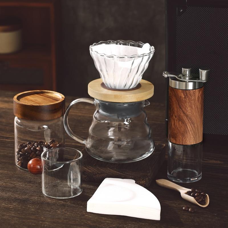 Zestaw do parzenia kawy, zestaw do parzenia kawy typu „wszystko w jednym”, zestaw do ręcznego młynka do kawy, idealny na prezent urodzinowy z okazji rocznicy