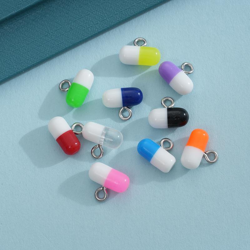 

10pcs Pill Capsule Resin Pendant Charms For DIY Jewelry Making Accessories Handmade Earring Necklace Bracelet charms coccinelle
