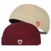Love Heart Embroidered Docker Beanie Cap Adjustable Cotton Skullcap Casual Streetwear Short Beanie Hat Brimless Tang Hats