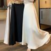 Women Fishtail Skirt High-Waisted Satin-Like Breathable Maxi Skirt Solid Color Office Skirt Work Leisure Daily Wear