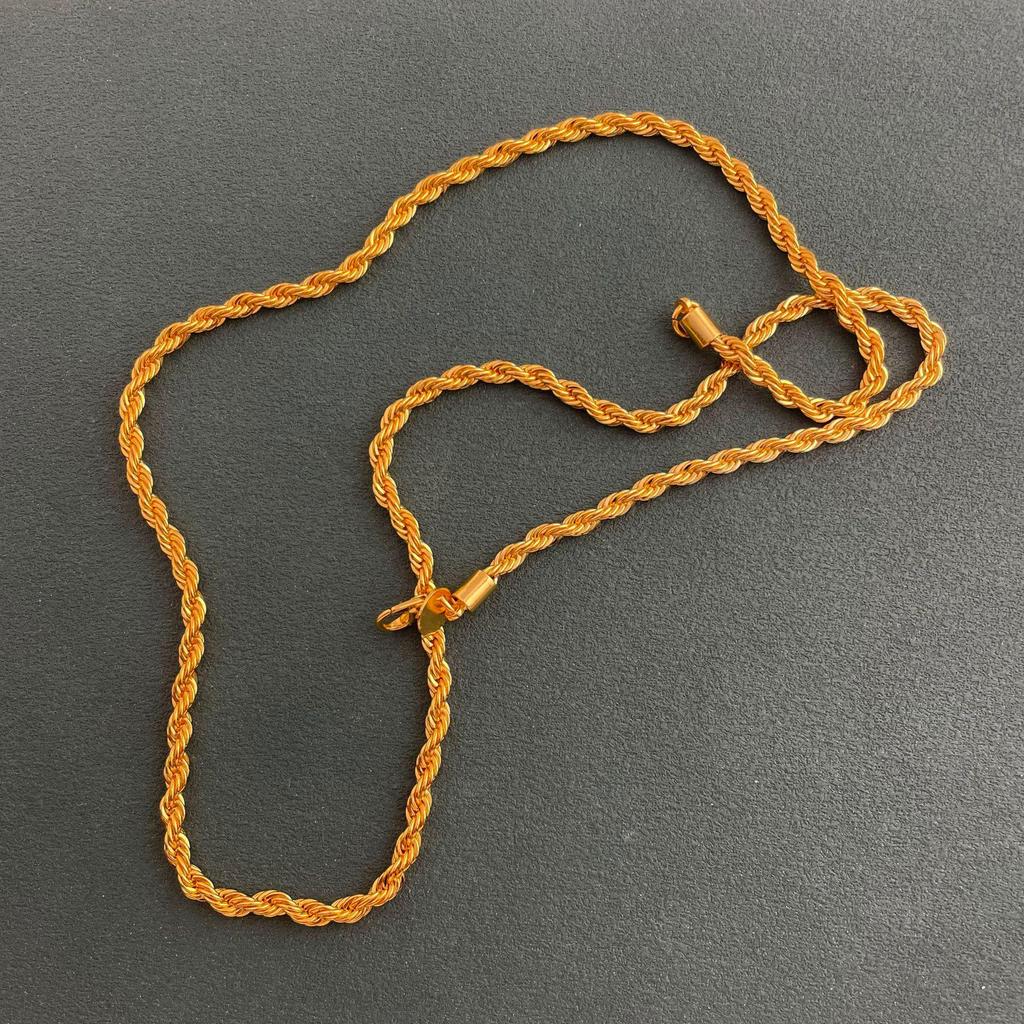 Gold-Plated Twisted Rope Herringbone Necklace, 2MM, Hot Korean Style, 16-30 Inches