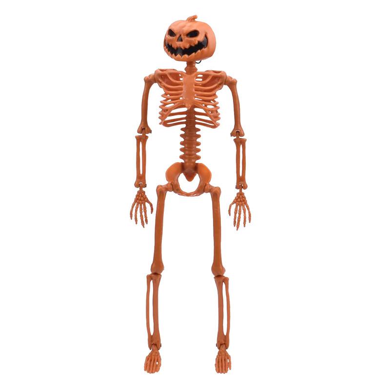 Halloween Poseable Human Skeleton Full Life Size Props Party Decor Halloween Pumpkin Skeleton Decorations with Posable