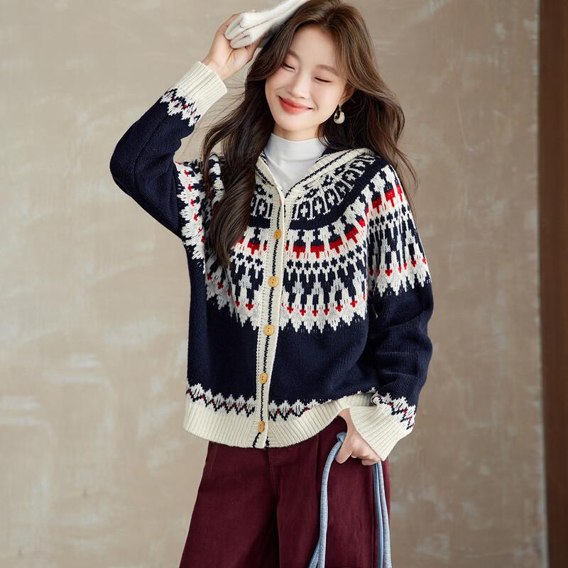 

Женский толстый кардиган из чистой шерсти с узором Фэр-Айл L