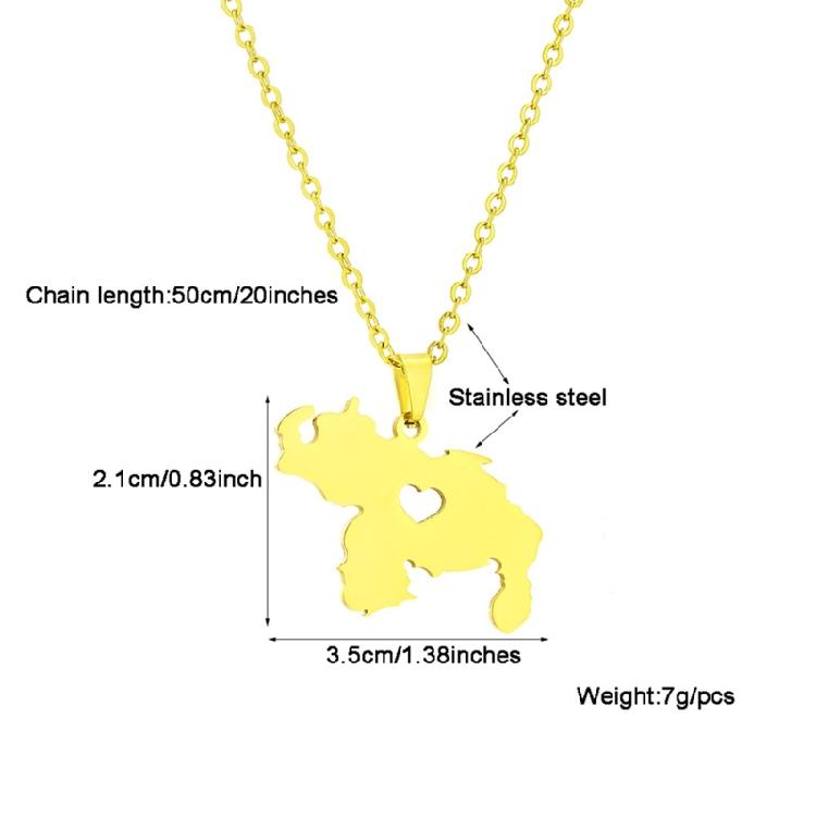 Map Flag Pendant Necklace Clavicle Chain Jewelry Venezuela Symbol Necklace