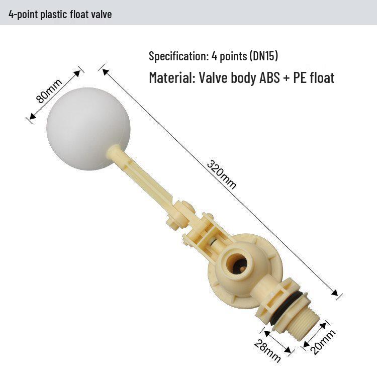 Adjustable ABS Float Valve for Water Tanks - Corrosion-Resistant with PP Float and Rubber Switch
