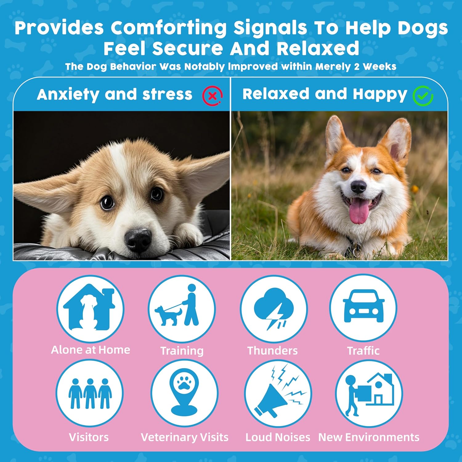 Dog Calming Diffuser for Dog Anxiety Relief, Dog Pheromones Calming Diffuser, Dog Calming Diffuser to Reduce Barking Aggression Fighting Stress, Stop