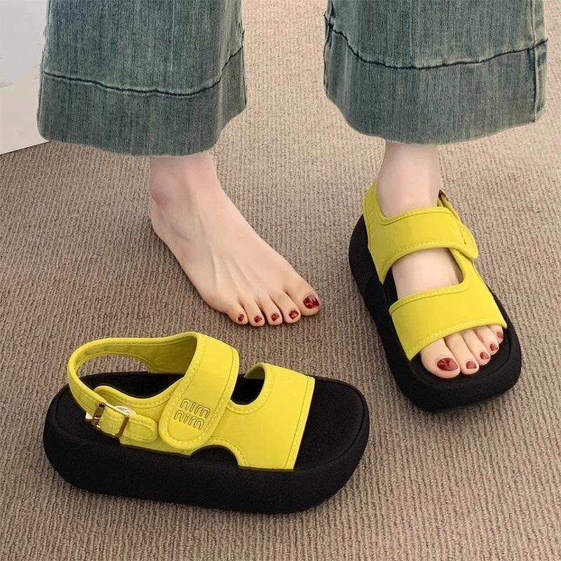 Platform Sandals for Summer Wear, New Super Fire with Skirt, Not Tired Feet, Black Soft-soled Roman Shoes