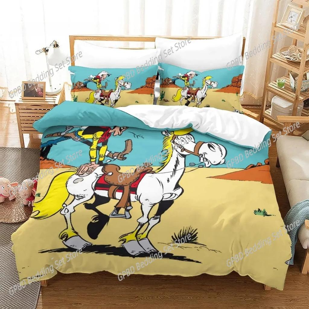 Nuevo Lucky Luke 3D NUEVO Juego de Funda Nórdica Funda de Almohada Ropa de Cama para Adulto Niño Niña Decoración de Dormitorio Infantil Individual Doble Grande
