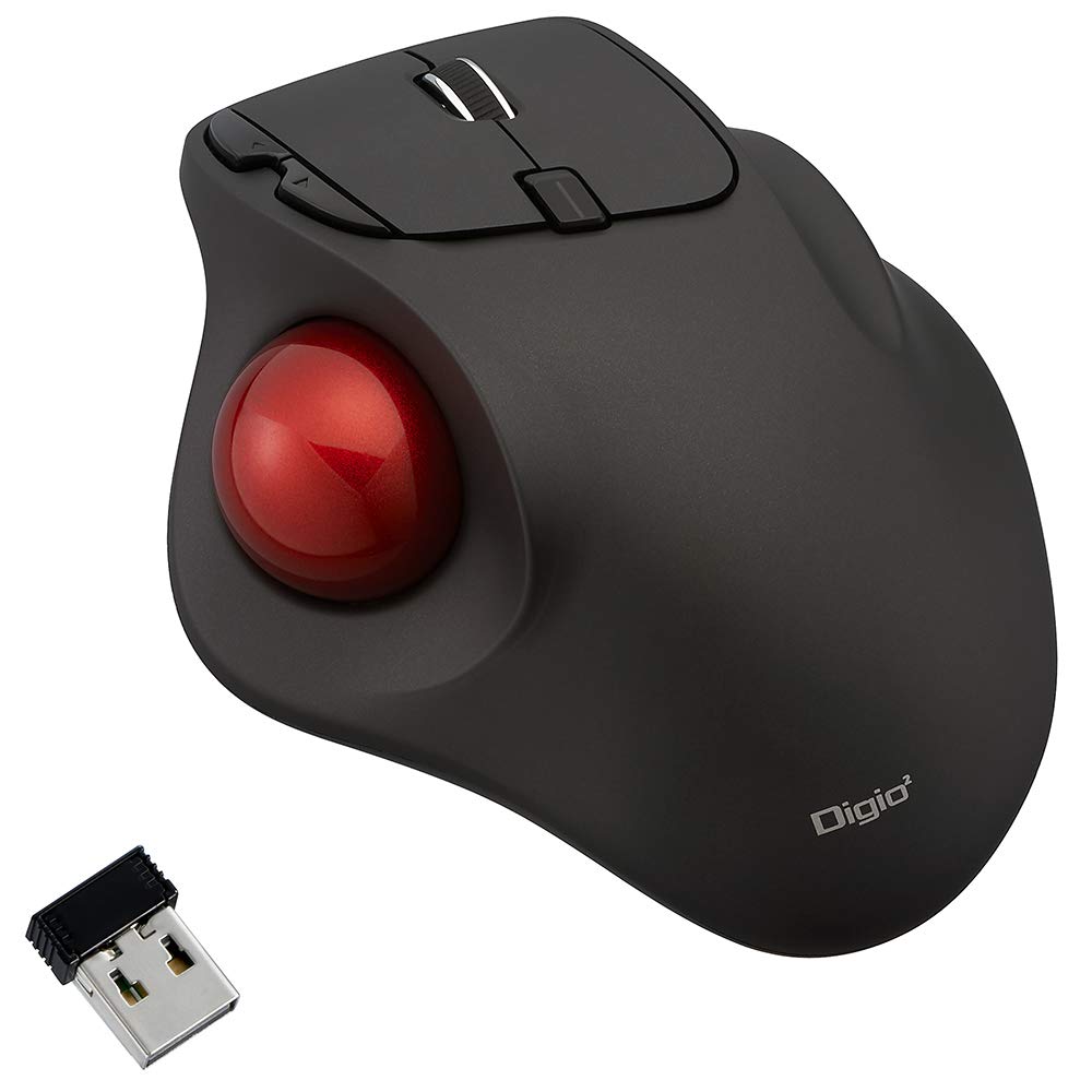 Nakabayashi Digio2 Wireless Mouse with Trackball, 5-Button Optical, Black, Z8645