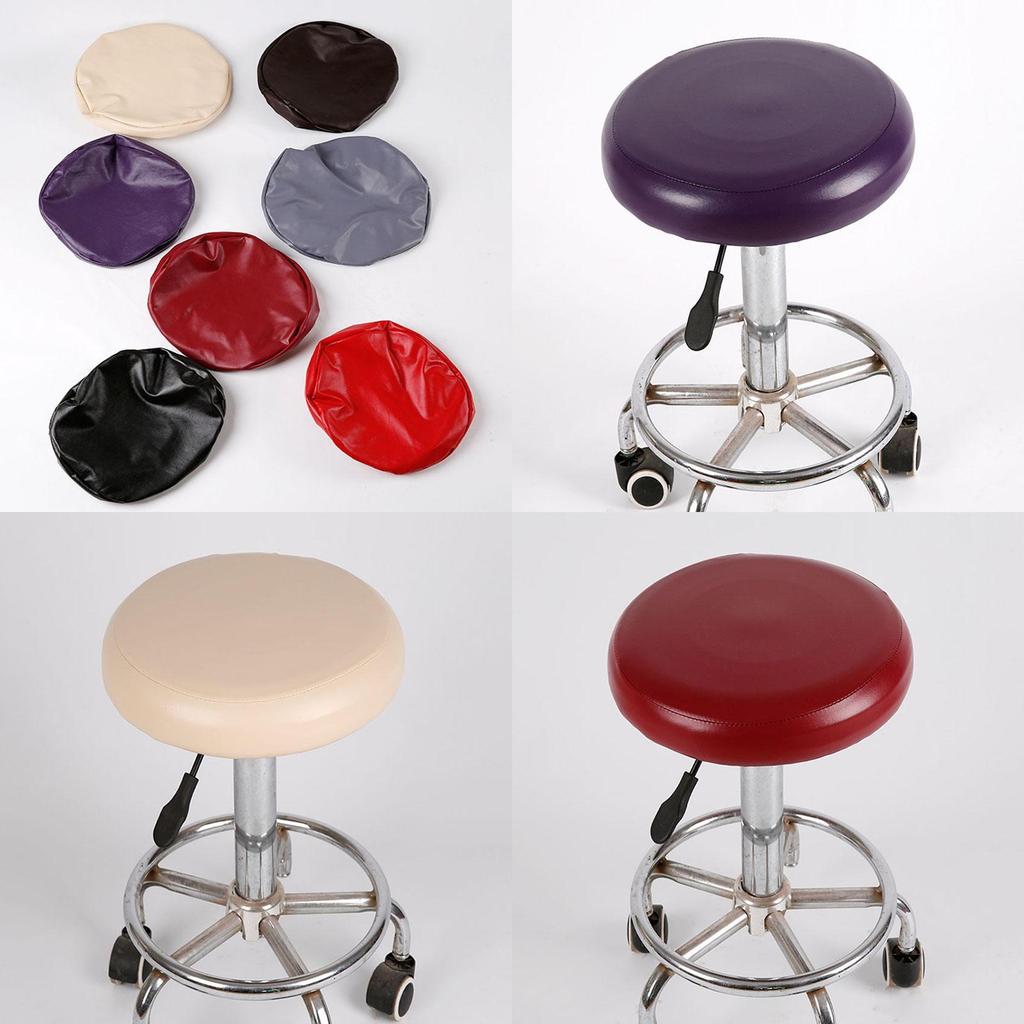 Cover Stool Bar Chic Round Chair Covering Seat Slipcover Leather 1pc