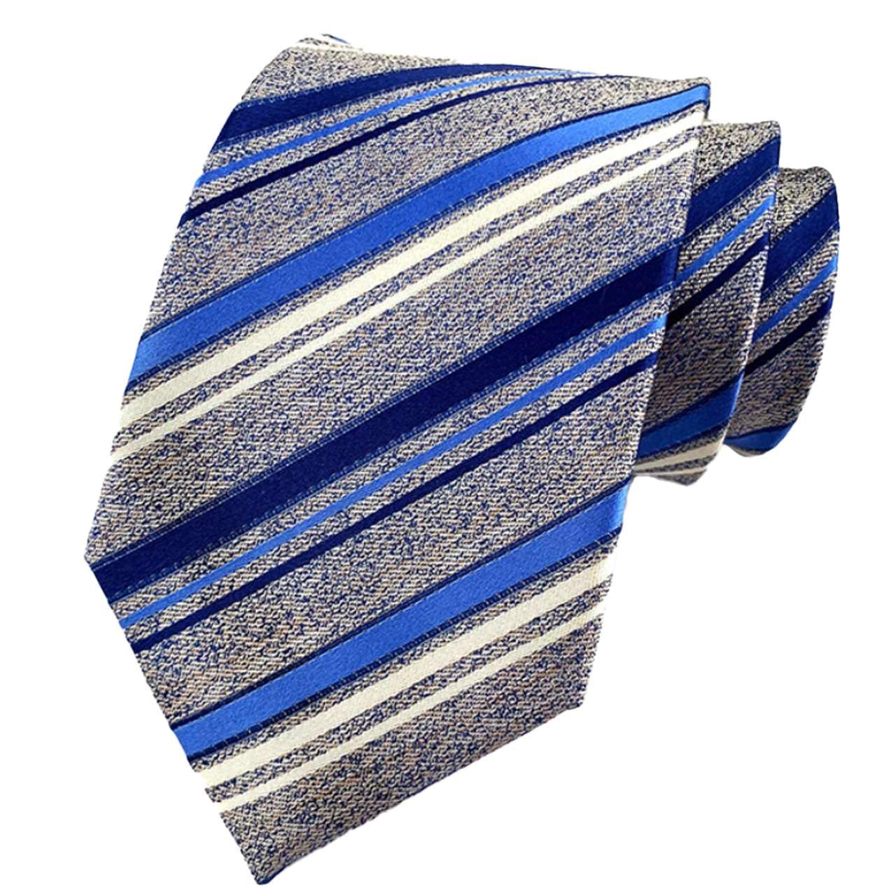 [White Fang] Business Tie, Striped, Suit Accessory, Formal, Office, Men s NC109 (Blue)
