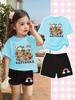 Cartoon Capybara Funny Print Boy Girls Short Sleeved T-Shirt Casual Shorts Children's Set Summer Casual Suit 2 Piece Tracksuits