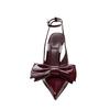 Fashion Luxury Brand Designer Ankle Strap High Heels Women Sexy Pointed Toe Patent Leather Heeled Sandals Bow Banquet Thin Heels Pumps
