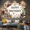 A birthday banner for a cowboy from the west made of polyester fiber suitable for both home and party use.