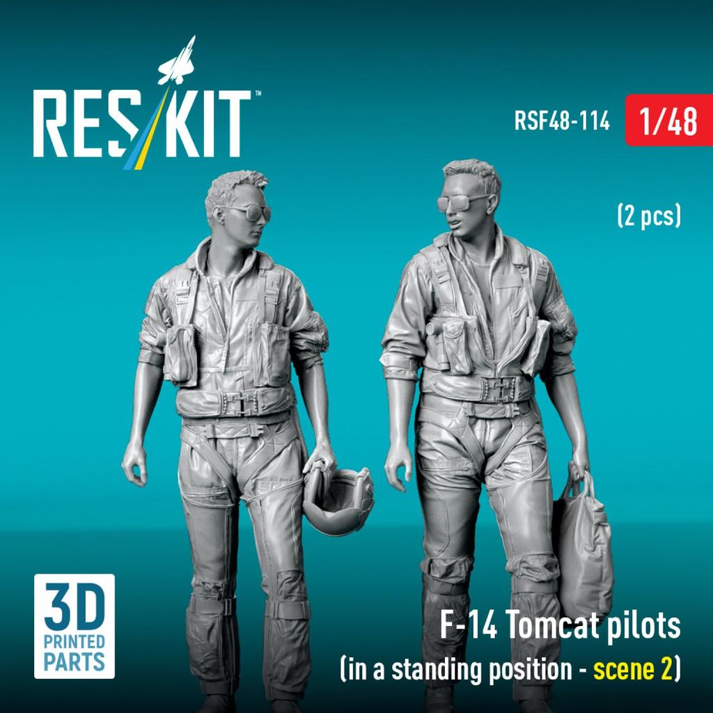 Reskit Tomcat Crew Pose Figures Resin Kit 1/48 F-14 (Standing 2) (2 Included) RSKF48-0114 (Airplane)