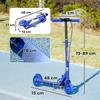 Children's Scooter, Ages 3-8, Foldable 2-Wheel, LED Lights, 4 Height Adjustments, Blue