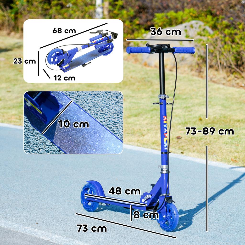 Children's Scooter, Ages 3-8, Foldable 2-Wheel, LED Lights, 4 Height Adjustments, Blue