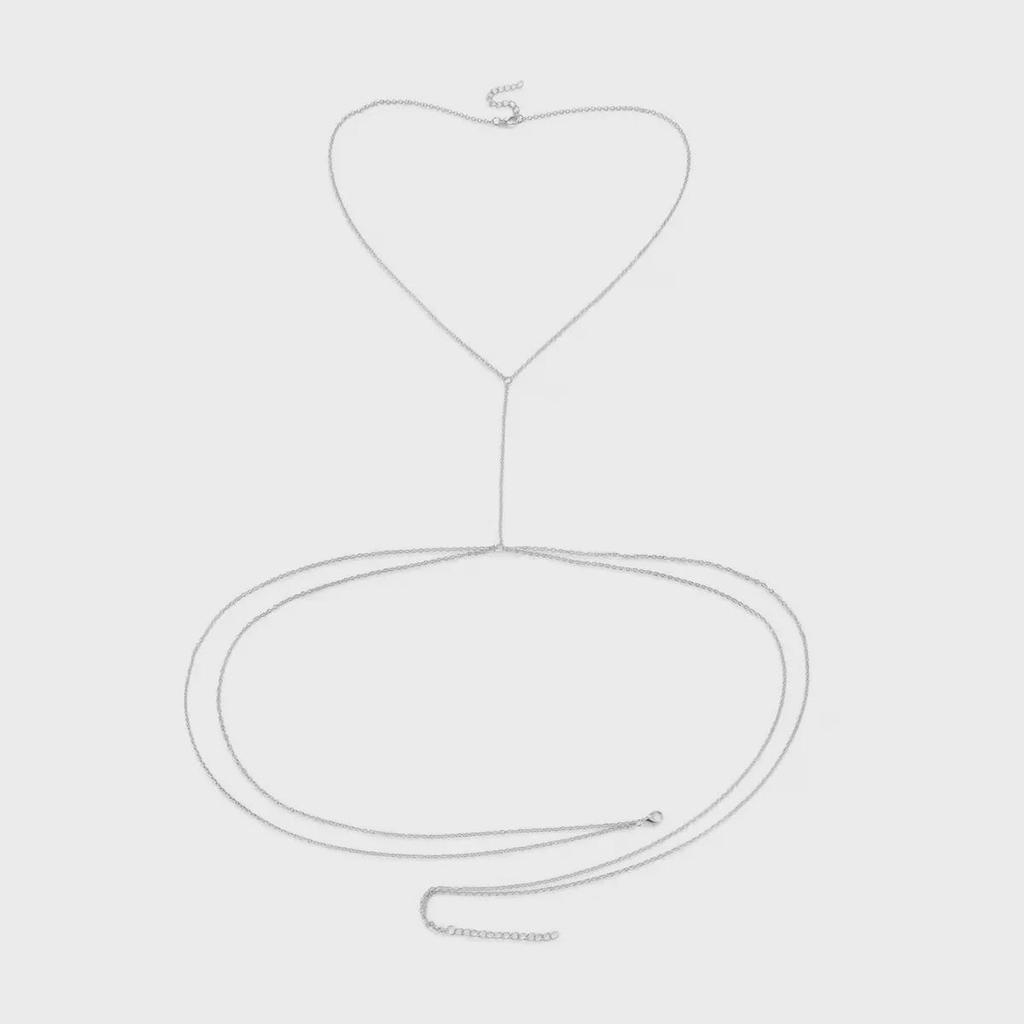 Women's Double-Layer Alloy Waist & Chest Body Chain - European/American Style, Electroplated Fashion Accessory.