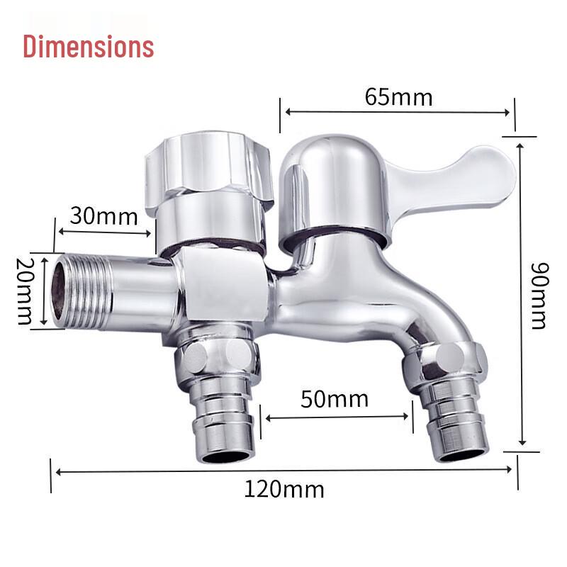Duo Alloy 1-in-2-Out Washing Machine Dual Faucet