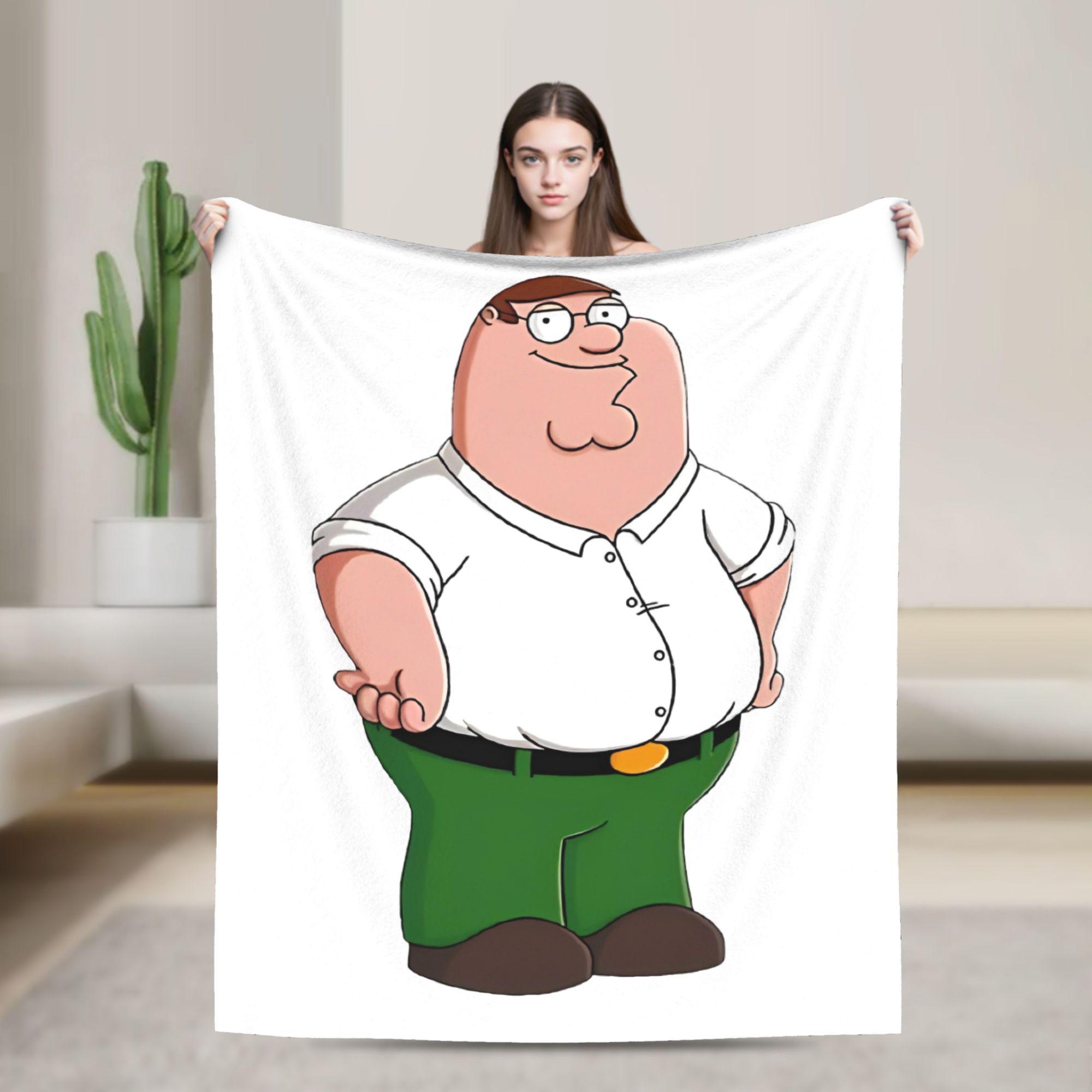 

Families Cartoon Peter Griffin Guys Flannel Throw Blanket Funny TV for Bed Knitted Blanket Car Super Soft Multifunction 30x40in