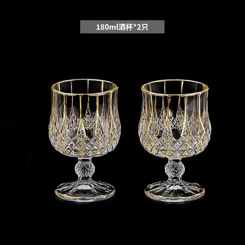 European Classical Crystal Glass Liquor Bottle Foreign Wine Glass Household Whiskey Glass Set Spirits Glass Wine Set