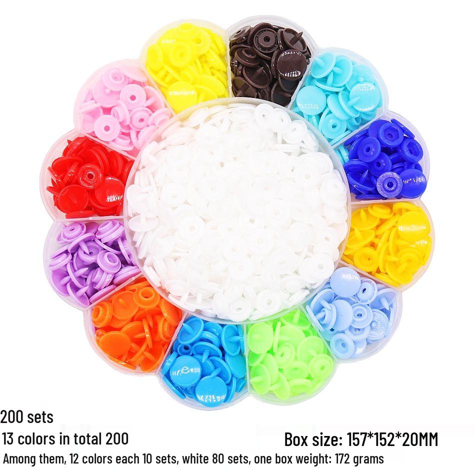 15-Color Resin Snap Fasteners & T5 Tool Set: Multicolored Plastic Buttons for Baby and Children Projects