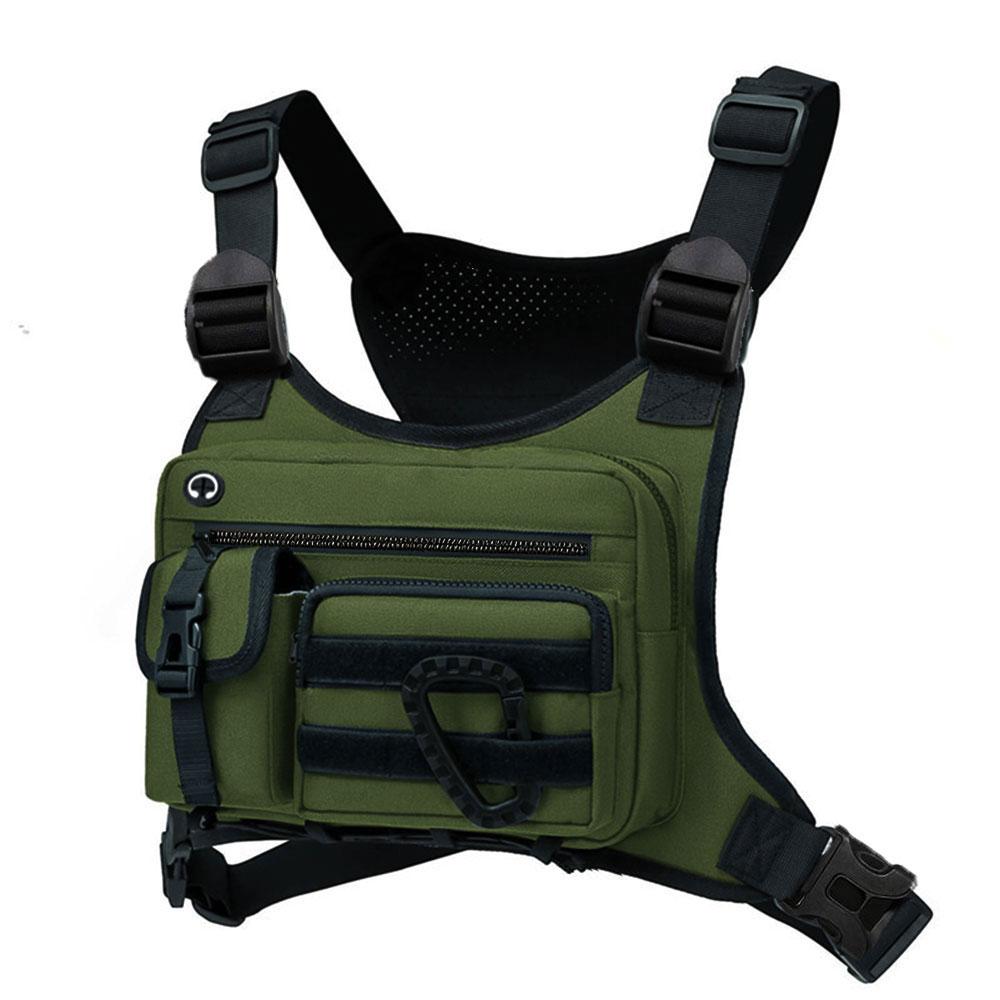 Outdoor Borsttas Mannen Vesttas MOLLE Borsttas voor Fietsen Tassen Hardlopen Voorste Borsttas Sport Vesttas groen