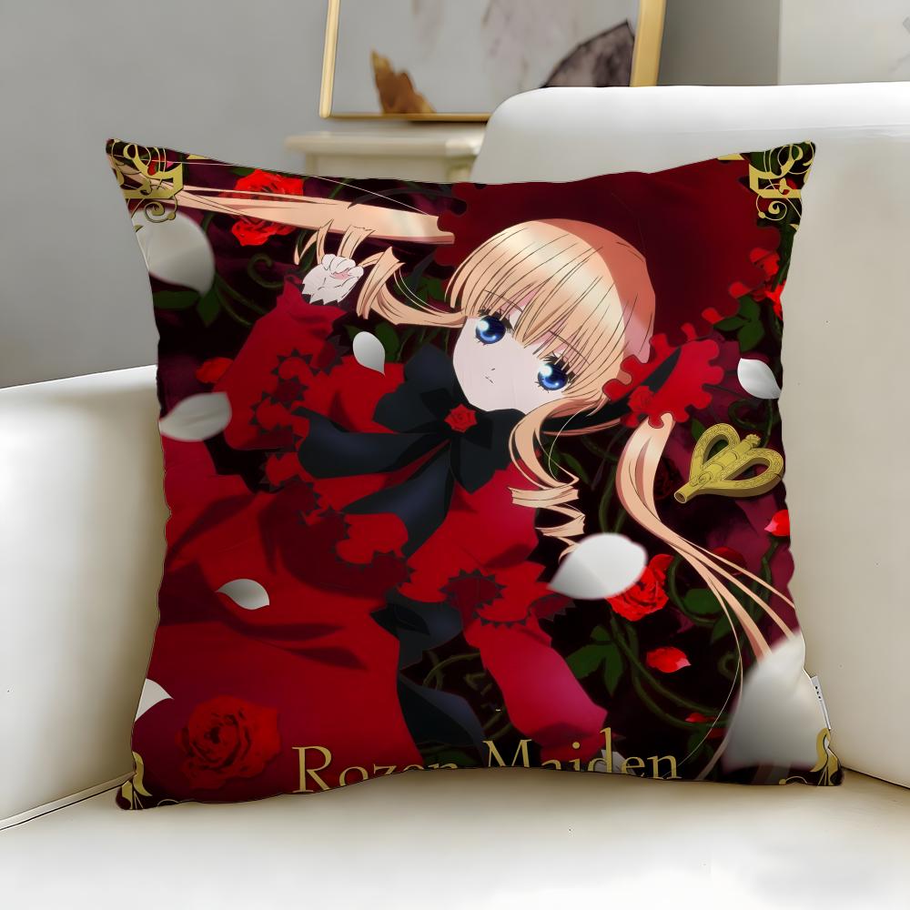 Classic Anime Rozen Maiden Cushion Cover Soft  EasyWash Pillow Case  Versatile for Couch Bed Travel and Office