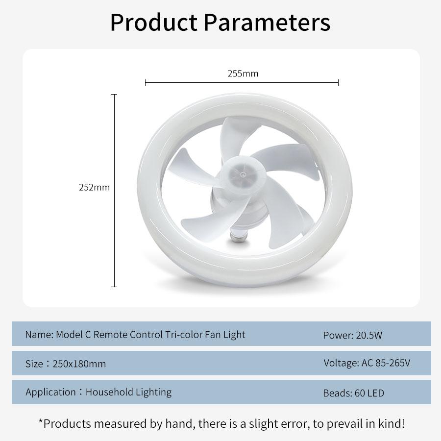 Modern Design E27 Screw Fan Light Simple Practical Indoor Multifunction Suspension With Remote Control Smart Fan Light