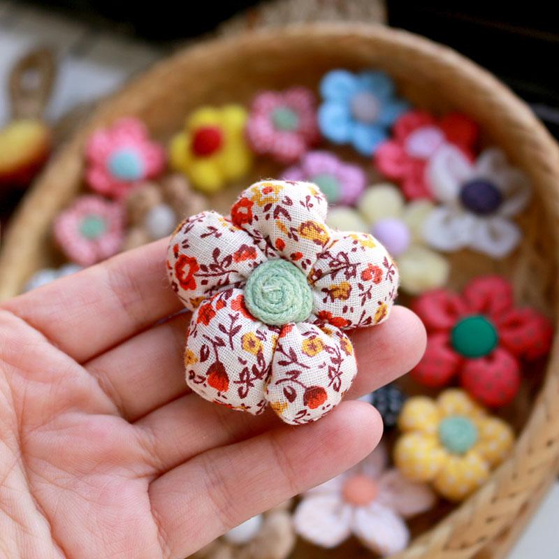 10pcs Woolen Knit Flower Accessories Parts For Hairwear DIY Jewelry Making Supply Brooch Charms Handmade Wholesale