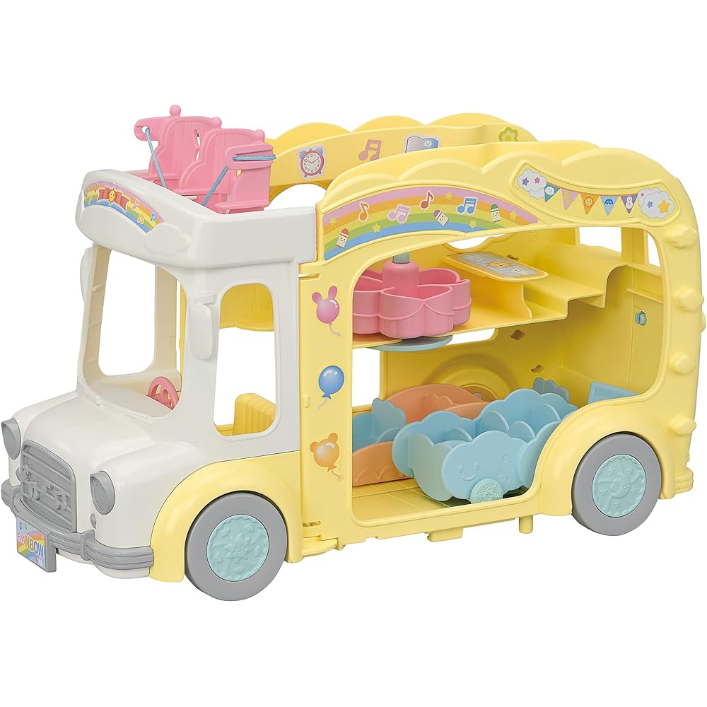

EPOCH Sylvanian Families Playground Bus Toy S-70 ST Mark Certified for Ages 3 and Up Dollhouse Accessory