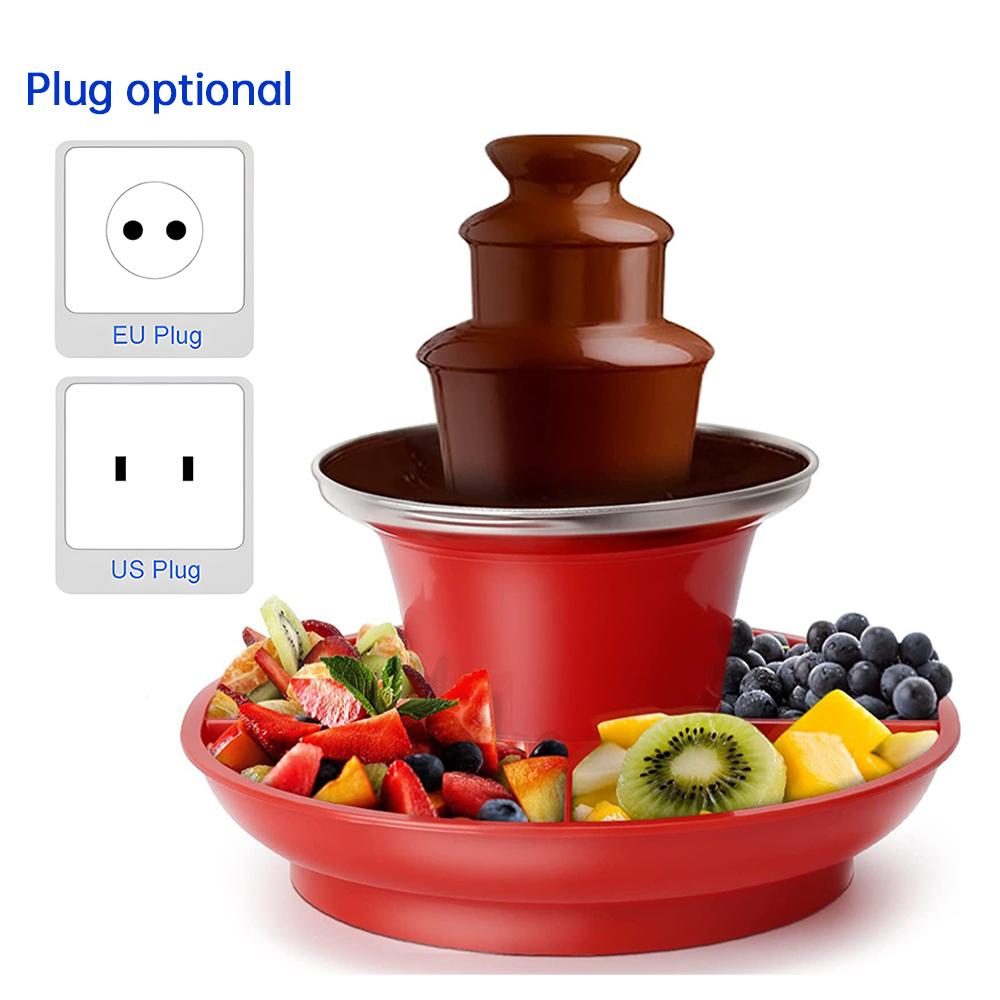 3 Tier Electric Chocolate Fountain Machine with Tray Food Grade Non Stick Stainless Steel White