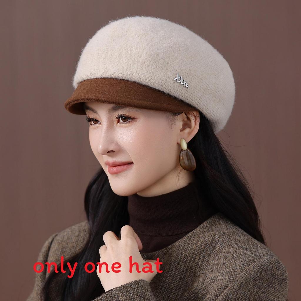 

Eightsided Hat Women Autumn Winter Knitted Wool Warm Casual Beanie For Face Framing слонова кістка