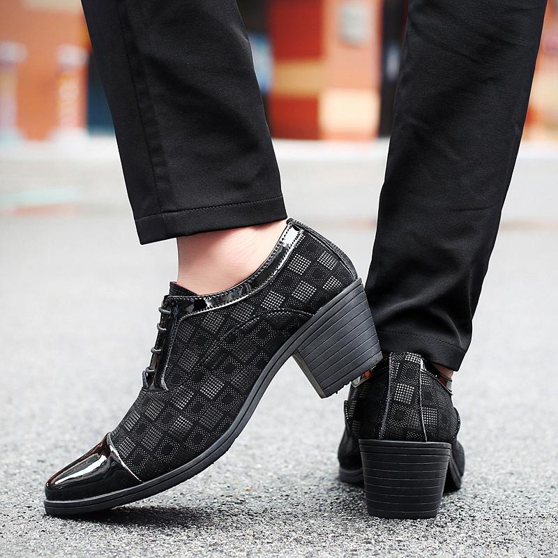 Men High Heels Blue Derby Red Wedding Dress Dance Shoes Business Elevator Shoes Black Formal Tuxedo Shoes Large Size
