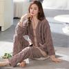 "Women's Winter Coral Fleece Pajama Set - Thick, Warm Flannel Suit for Autumn and Winter"