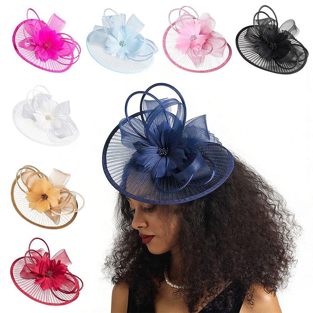 Fascinator Floreale con Velo in Rete Cappello Parrucca Fascinator Fascia per Capelli Fascinator in Sinamay Feste in Costume