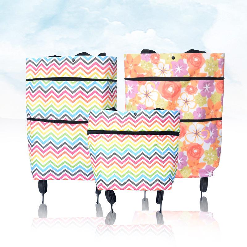 Folding Eco-Friendly Trolley Bag with Wheels for Groceries
