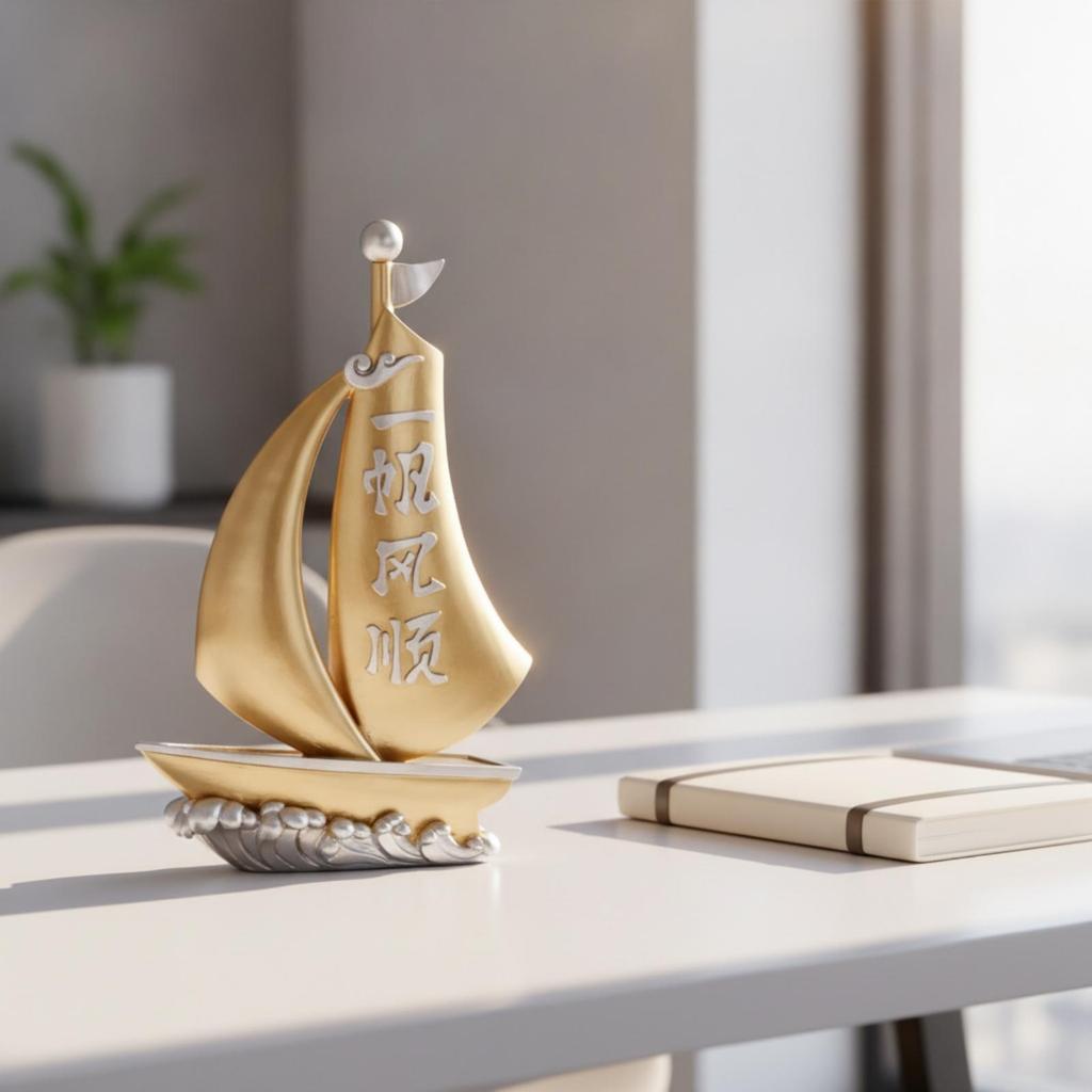 Decorative Sailing Ship Ornament | Nautical, Resin Sailboat Sculpture, for Entryway Table S