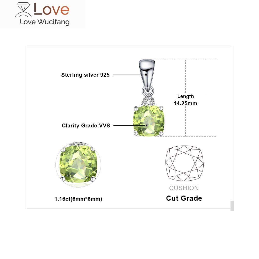 Jewelrypalace 1 .1ct Genuine Natural Peridot 925 Sterling Silver Pendant Necklace For Woman Fine Jewelry Gemstone Choker No Chain