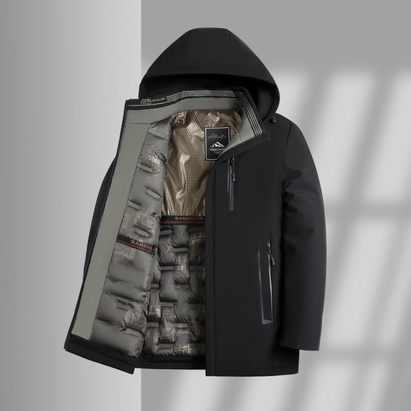 

Men s Winter Hooded Jacket: Thicken Cotton Coat, Windproof and Warm, Loose Fit, Casual Cold Protection XXXXL чорний